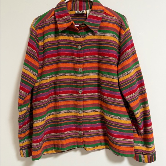 Chico's Jackets & Blazers - Chico's Multicolor Striped Shirt style jacket - perfect - chicos size 2 / large